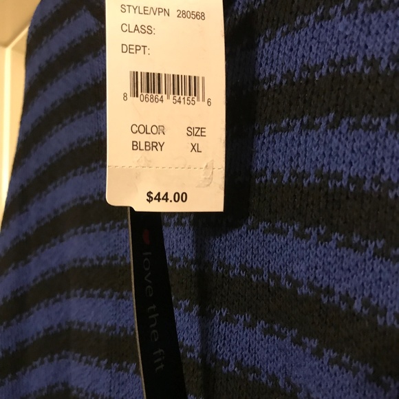 NWT Intro Blue & Black Striped Sweater X-Large - Picture 4 of 6